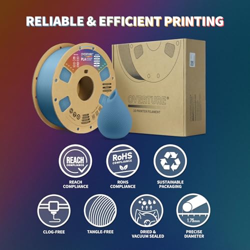 OVERTURE PLA Filament 1.75mm PLA 3D Printer Filament, 2kg Cardboard Spool (4.4lbs), Dimensional Accuracy +/- 0.02mm, Fit Most FDM Printer (Black 2-Pack)