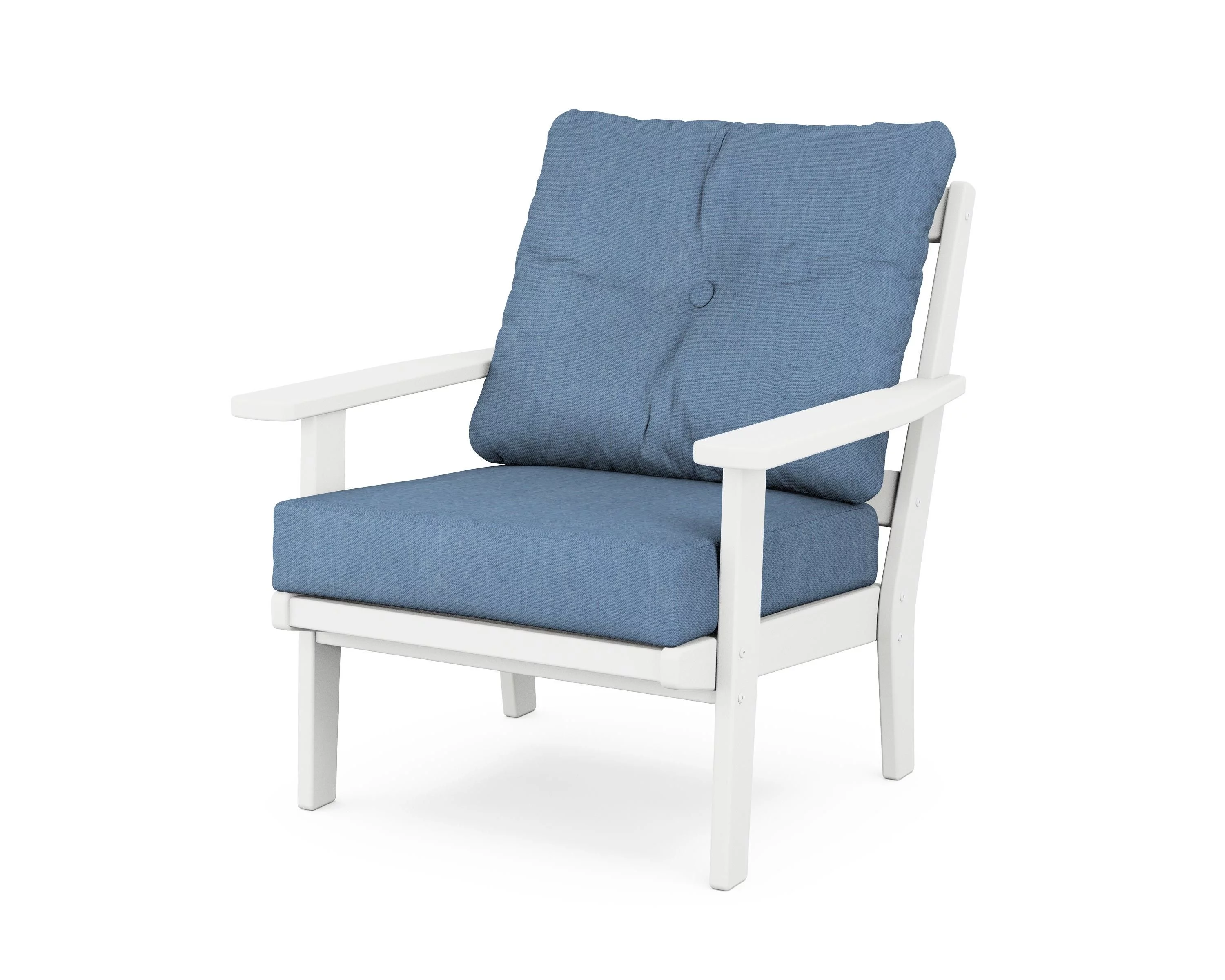 POLYWOOD® Prairie Deep Seating Chair in White / Sky Blue