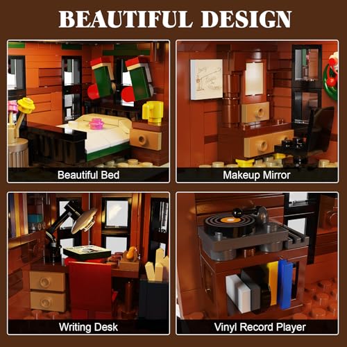 It's A Wonderful Life House Building Set with LED Light, Christmas Holiday Snow House Building Blocks Toy, Compatible with Lego Chritmas Village, Gifts for Friends、Family, Ages 18+ (1549PCS)