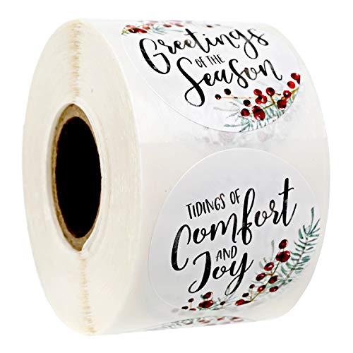 Brown Kraft Holiday Pine Stickers / 500 Classic Christmas Stickers / 6 Alternating Rustic Winter Holiday Labels / 1.5