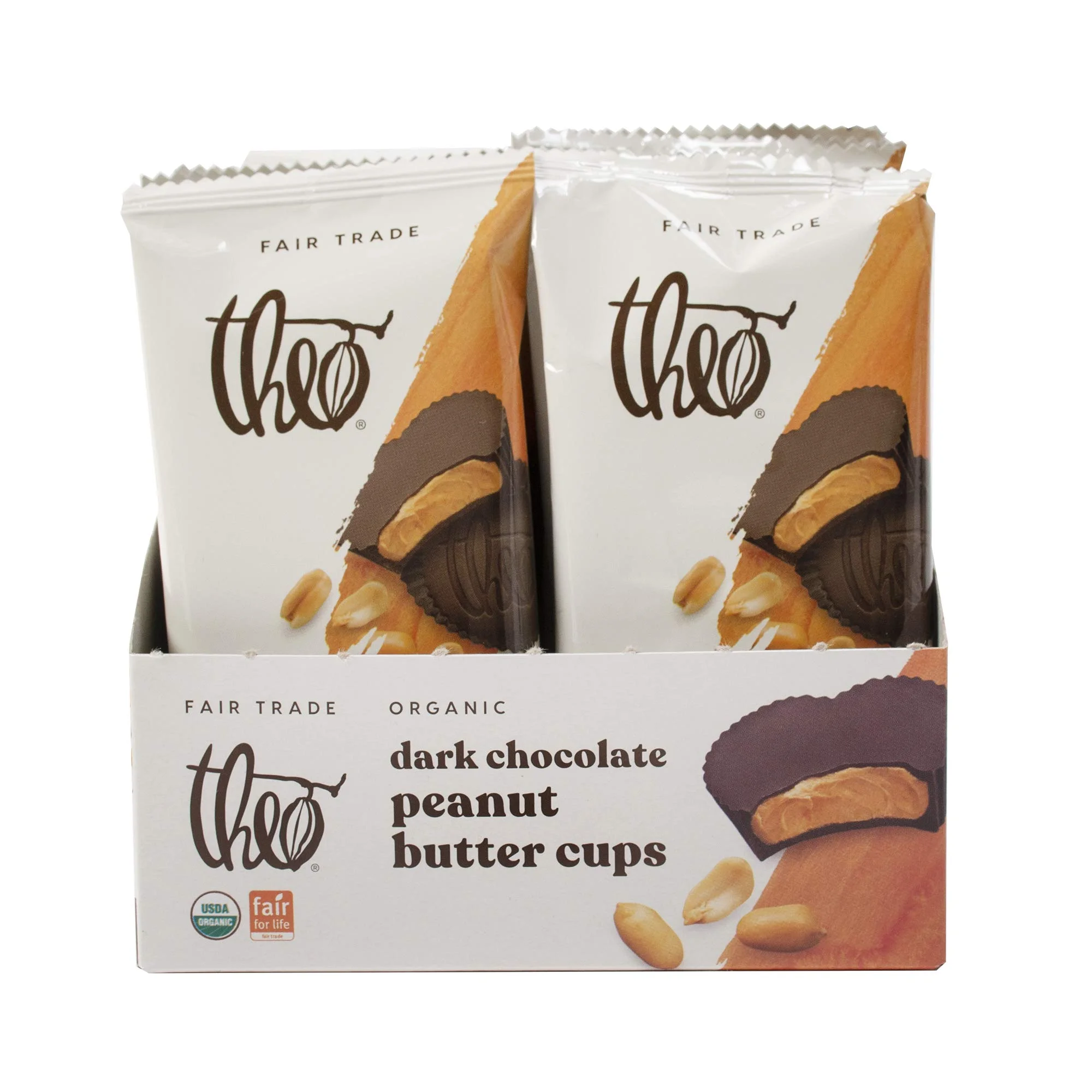 Theo Chocolate Organic Dark Chocolate Peanut Butter Cups, 12 Pack | Vegan, Fair Trade