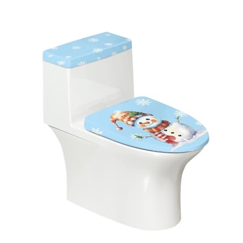 Christmas Toilet Seat Cover Set Elongated Toilet Lid Cover with Xmas Jingle Bell Bathroom Perfect Decoration for Home Portable for Trip Toilet Dust Seat Protective Covers