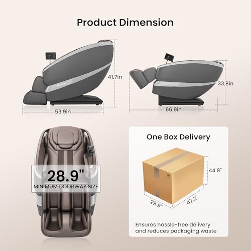 Real Relax Massage Chair Full Body of Dual-core S Track, 12 Auto Modes, Back and Calves Heating, Zero Gravity Massage Recliner Chair, FS01 Brown