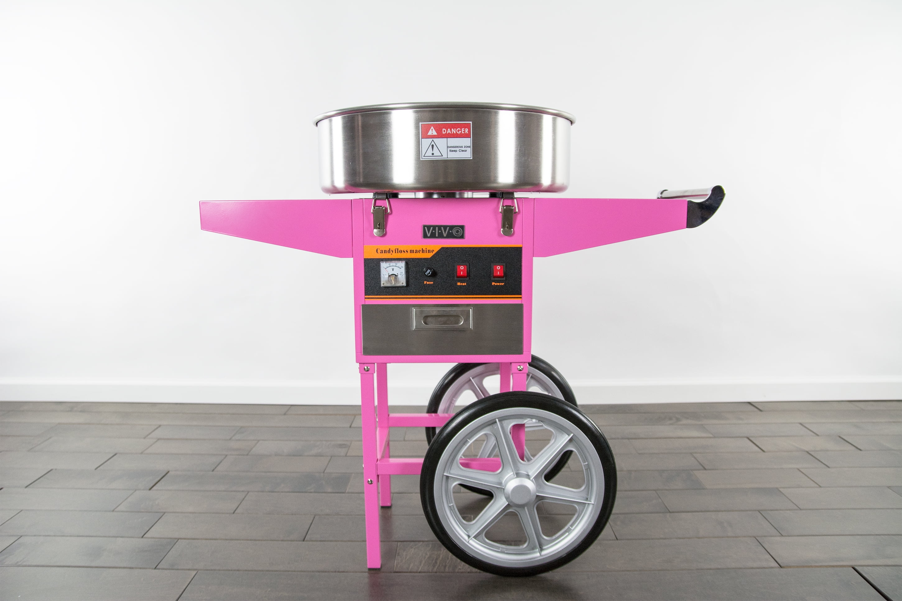 Electric Commercial Cotton Candy Machine / Floss Maker Pink Cart Stand VIVO