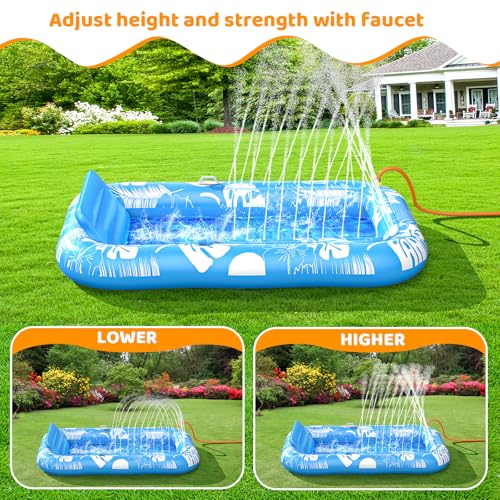 Inflatable Tanning Pool Lounger Float with Sprinkler, 77