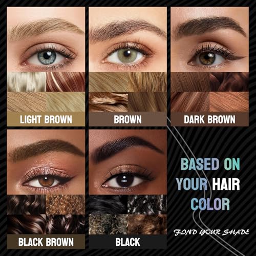 Double-Ended Eyebrow Pen, 0.01mm Micro-fork Tip,Waterproof Liquid Brow Ink, Micro-Fork and Fine Tips, 5 Shades (3#Dark Brown)