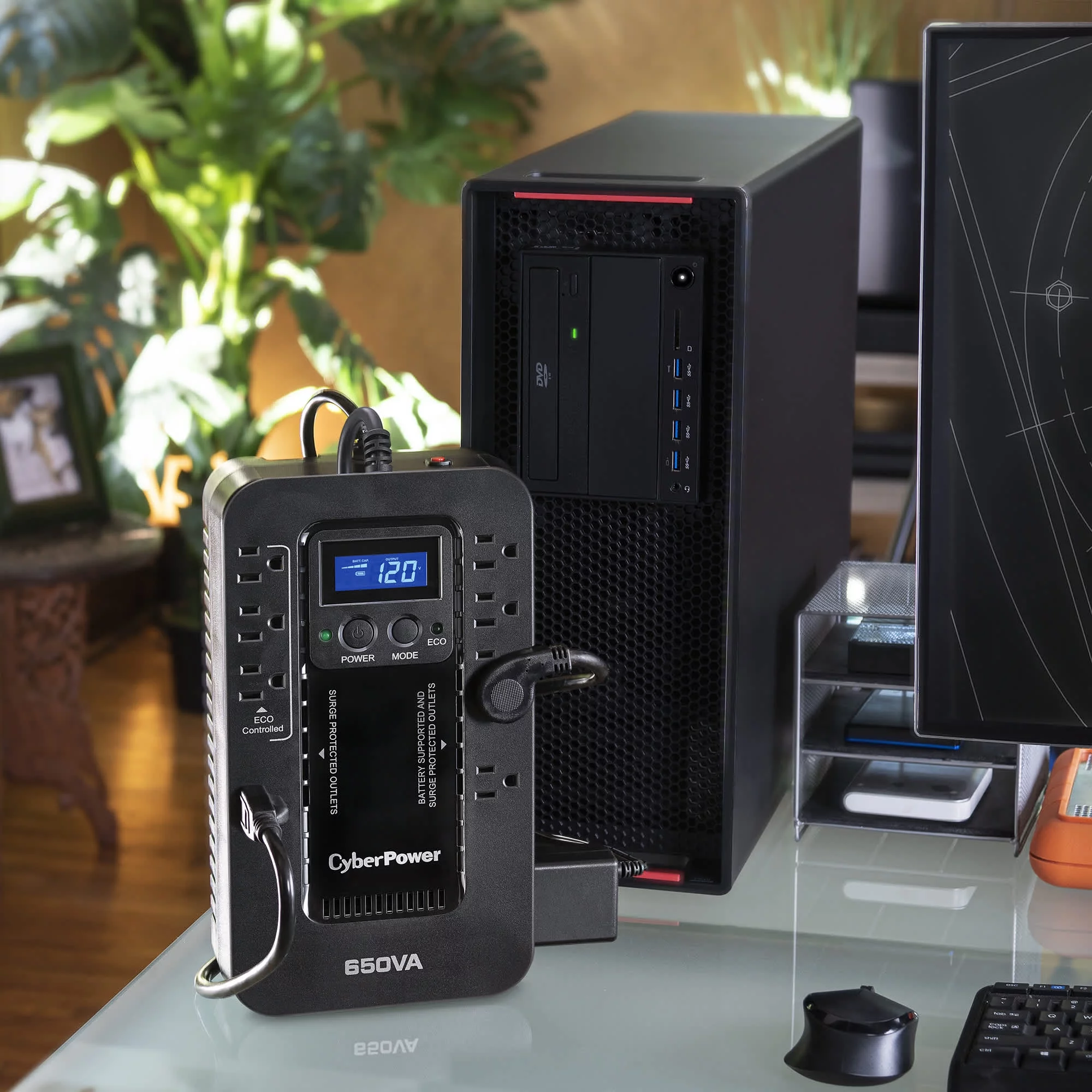 CyberPower EC650LCD 8 Outlet Battery Backup UPS System