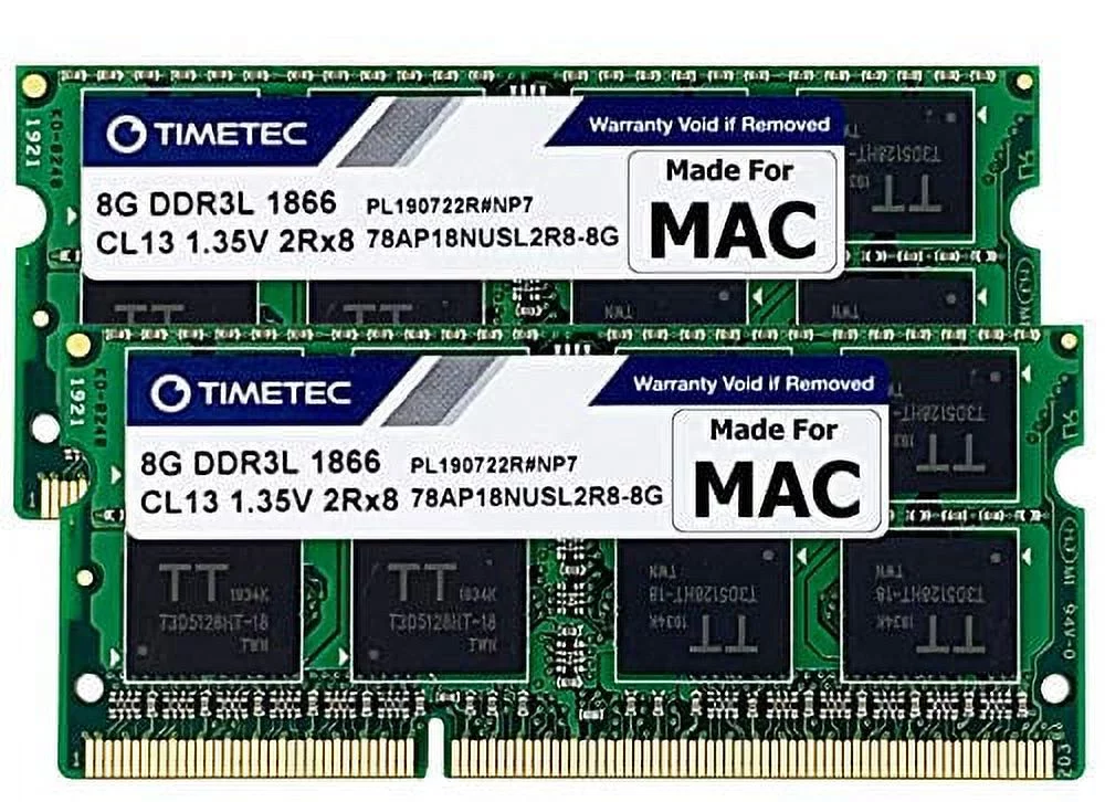 Timetec Timetec 16Gb Kit(2X8Gb) Compatible For Apple Late 2015 Imac (27-Inch W/Retina 5K Display) Ddr3L 1867Mhz / 1866Mhz Pc3L-14900 2Rx8 Cl13 1.35V 204 Pin Sodimm Memory Module Mac Ram Upgrade For I