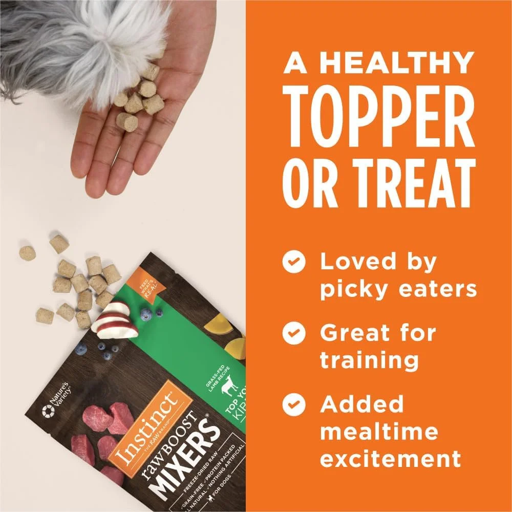 Instinct Freeze Dried Raw Boost Mixers Grain Free Grass Fed Lamb Recipe All Natural Dog Food Topper by Nature's Variety, 5.5 oz. Bag