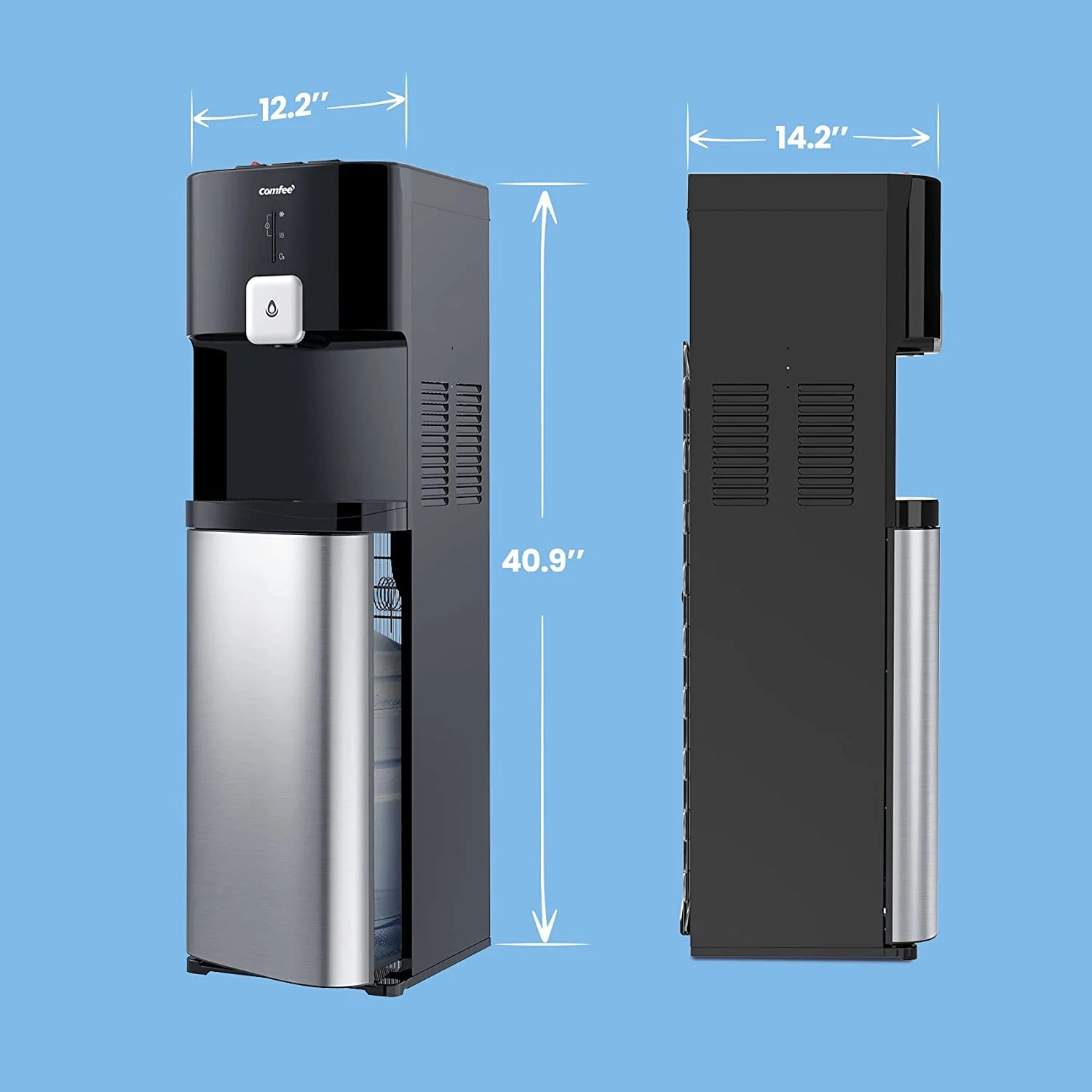Comfee Bottom Loading Water Dispenser Quick Cooling Water Cooler with 3 Temperature Settings , O-zone self-cleaning,  Safety Child Lock