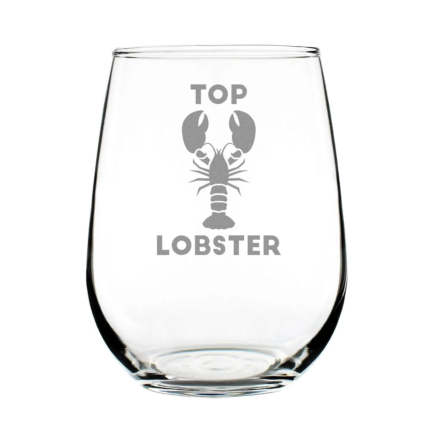 Top Lobster – Cute Funny Stemless Wine Glass, Large 17 Ounces, Etched Sayings, Gift Box