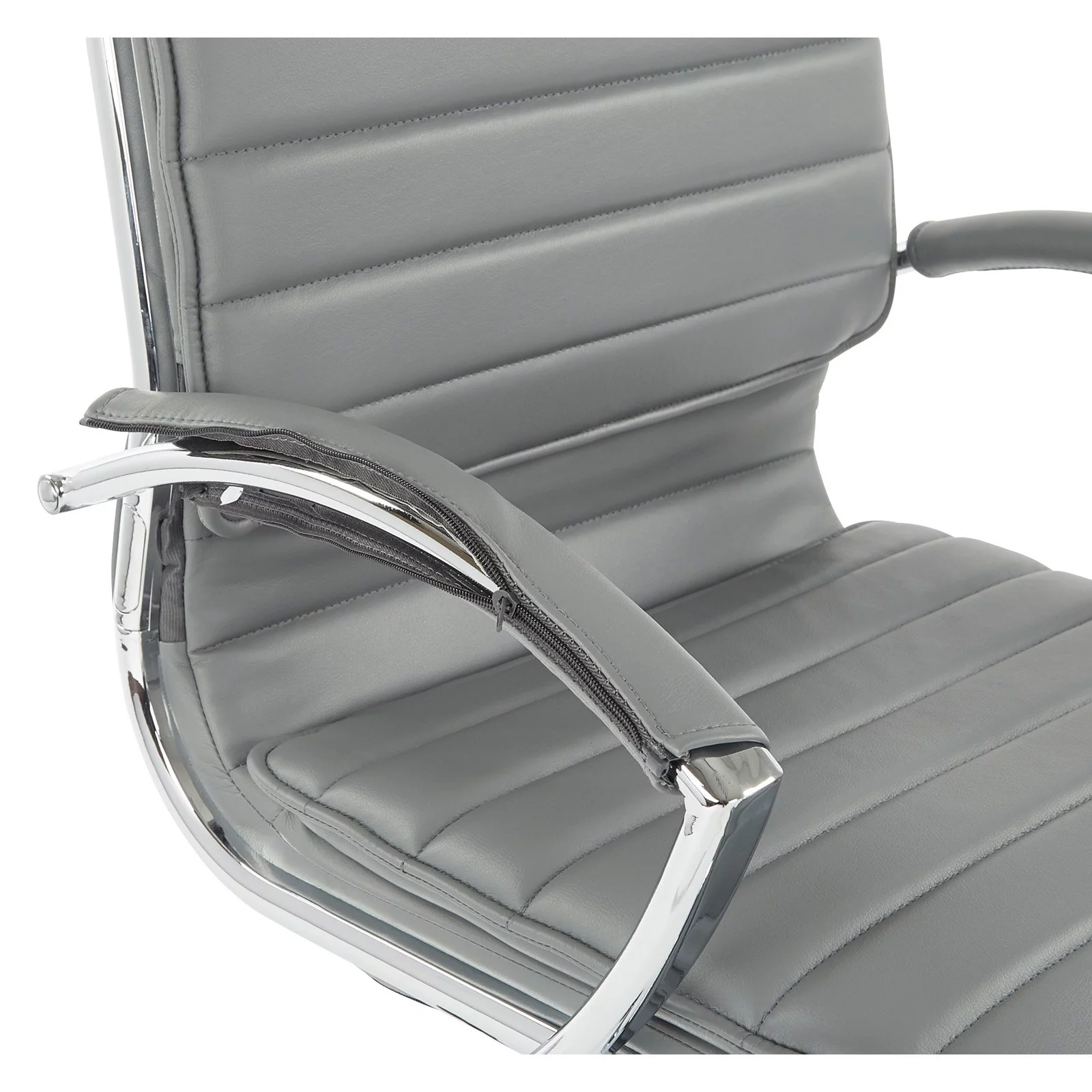 Office Star Products Mid Back Manager's Faux Leather Chair in White with Chrome Base