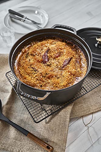STAUB Cast Iron Dutch Oven 5.5-qt Round Cocotte, Made in France, Serves 5-6, Black Matte