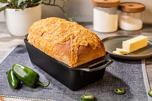 Lodge 10 Inch Pre-Seasoned Cast Iron Loaf Pan - Dual Handles - Unparalleled Heat Retention for Consistent, Even Baking - Black