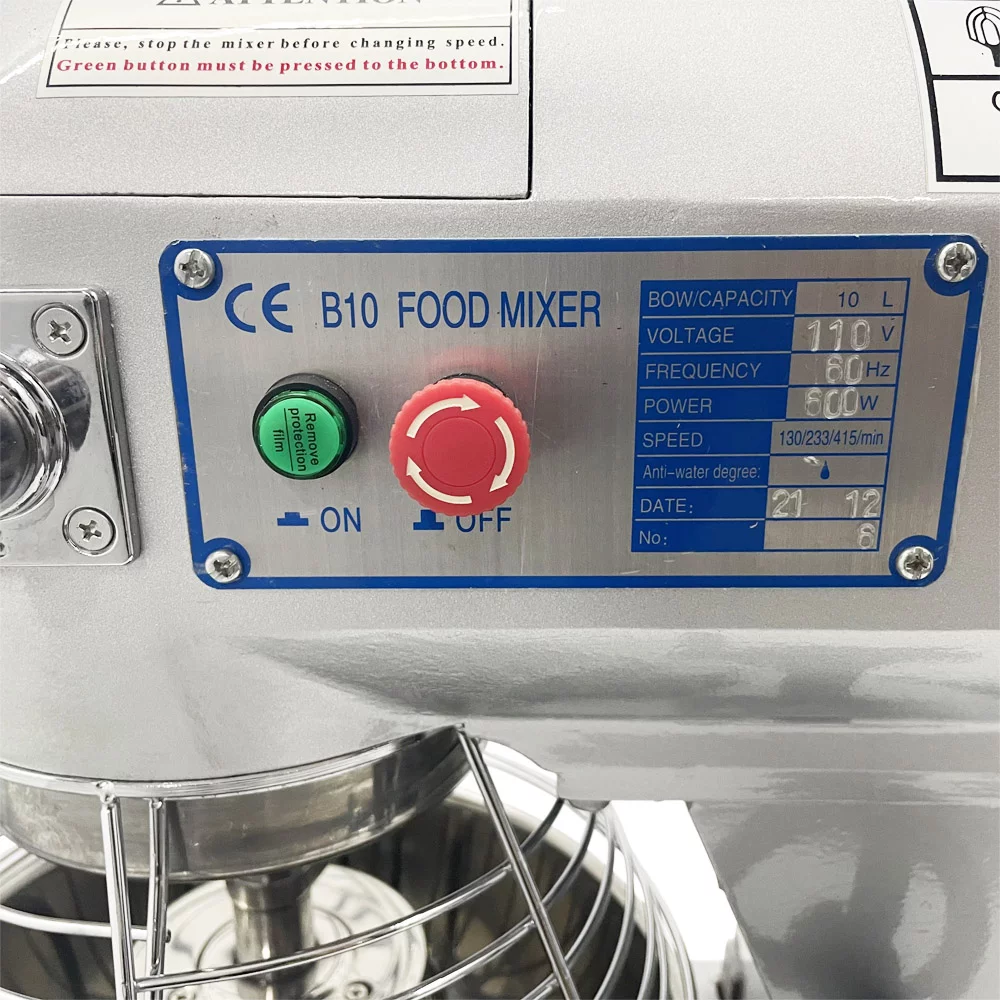 INTSUPERMAI Commercial Dough Mixer 11Qt 3 Speed Bakery Blender Stainless Steel