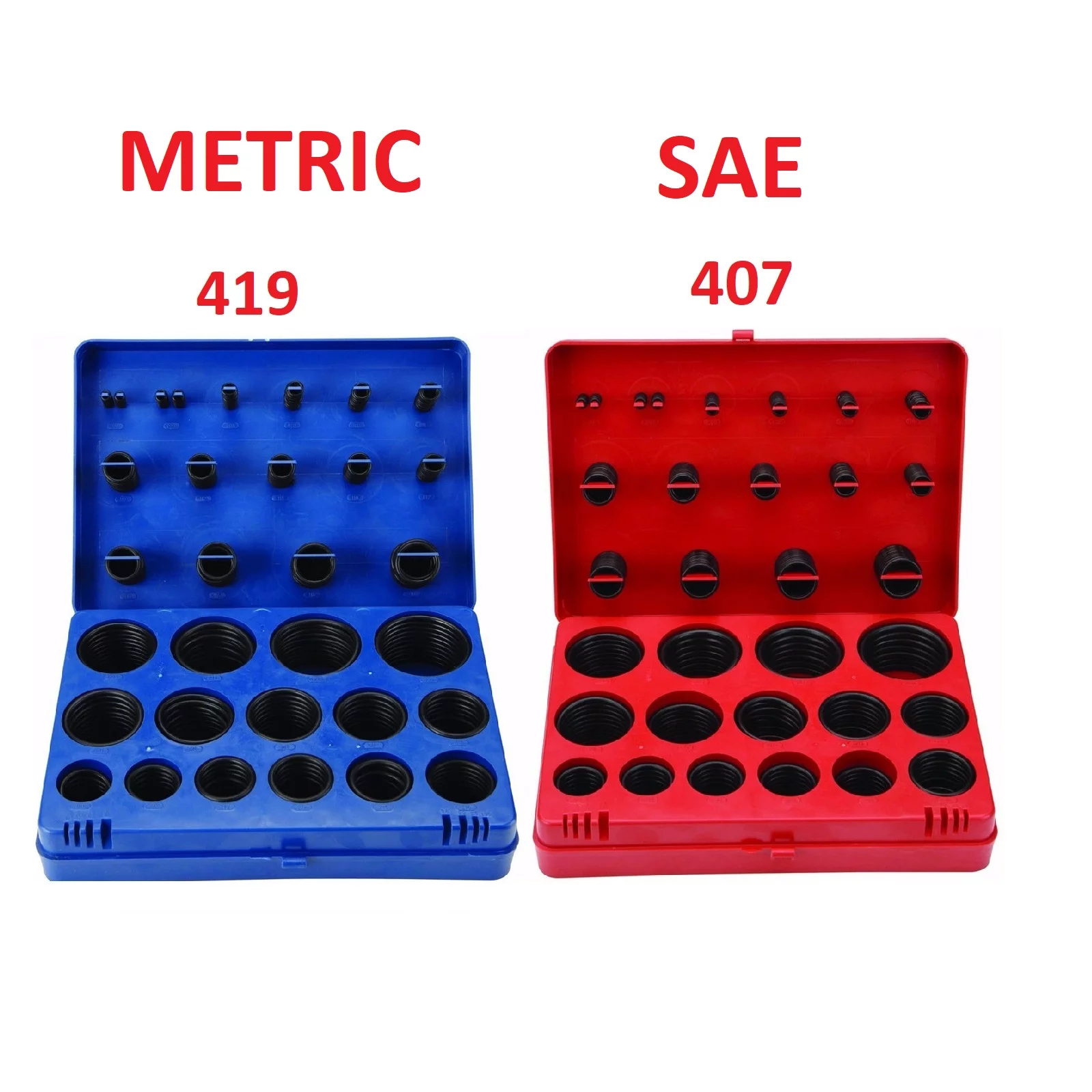 SAE Metric Rubber O-Ring Washer Assortment Kit Automotive Storage Case ORing Set
