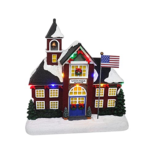 Christmas Village Sledding Down Hill - Lighted Musical Snow Village with 8 Animated Kids Going Down The Mountain