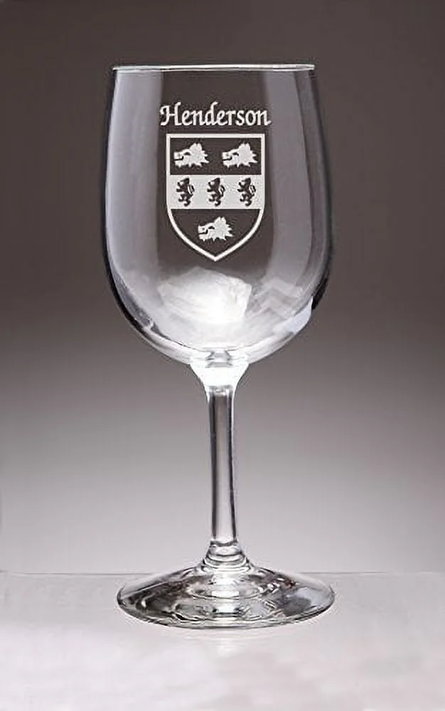 Henderson Irish Coat of Arms Wine Glasses - Set of 4 (Sand Etched)
