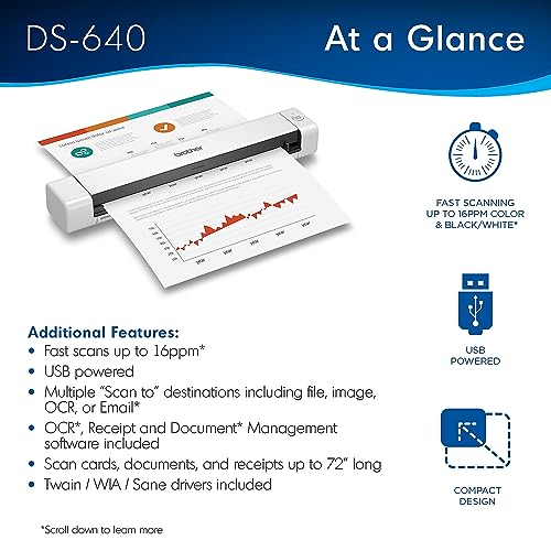 Brother DS-640 Compact Mobile Document Scanner, (Model: DS640) 1.5