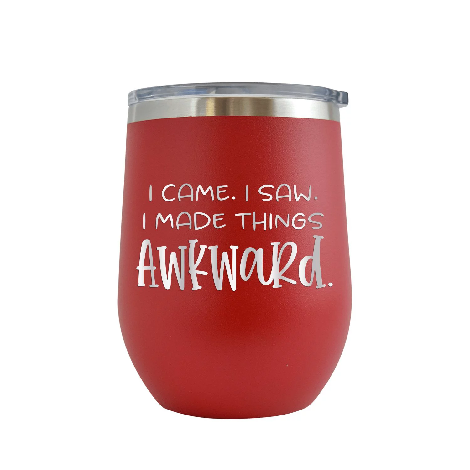 I Came I Saw I Made Things Awkward - Engraved 12 oz Red Wine Cup Unique Funny Birthday Gift Graduation Gifts for Men or Women Sassy Amusing Witty Wacky Jolly Sarcastic Hilarious