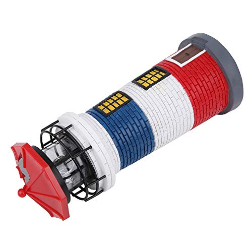 Oumefar LED Solar Lighthouse Statue Rotating Lawn Craft Decorations for Outdoor Light Garden Courtyard(Red+Blue+White)