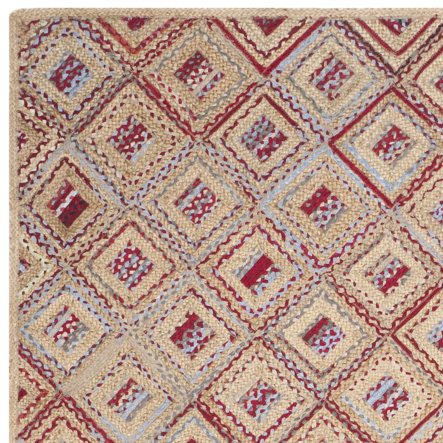 SAFAVIEH Cape Cod Alayna Braided Geometric Jute Area Rug, 9' x 12', Natural/Red