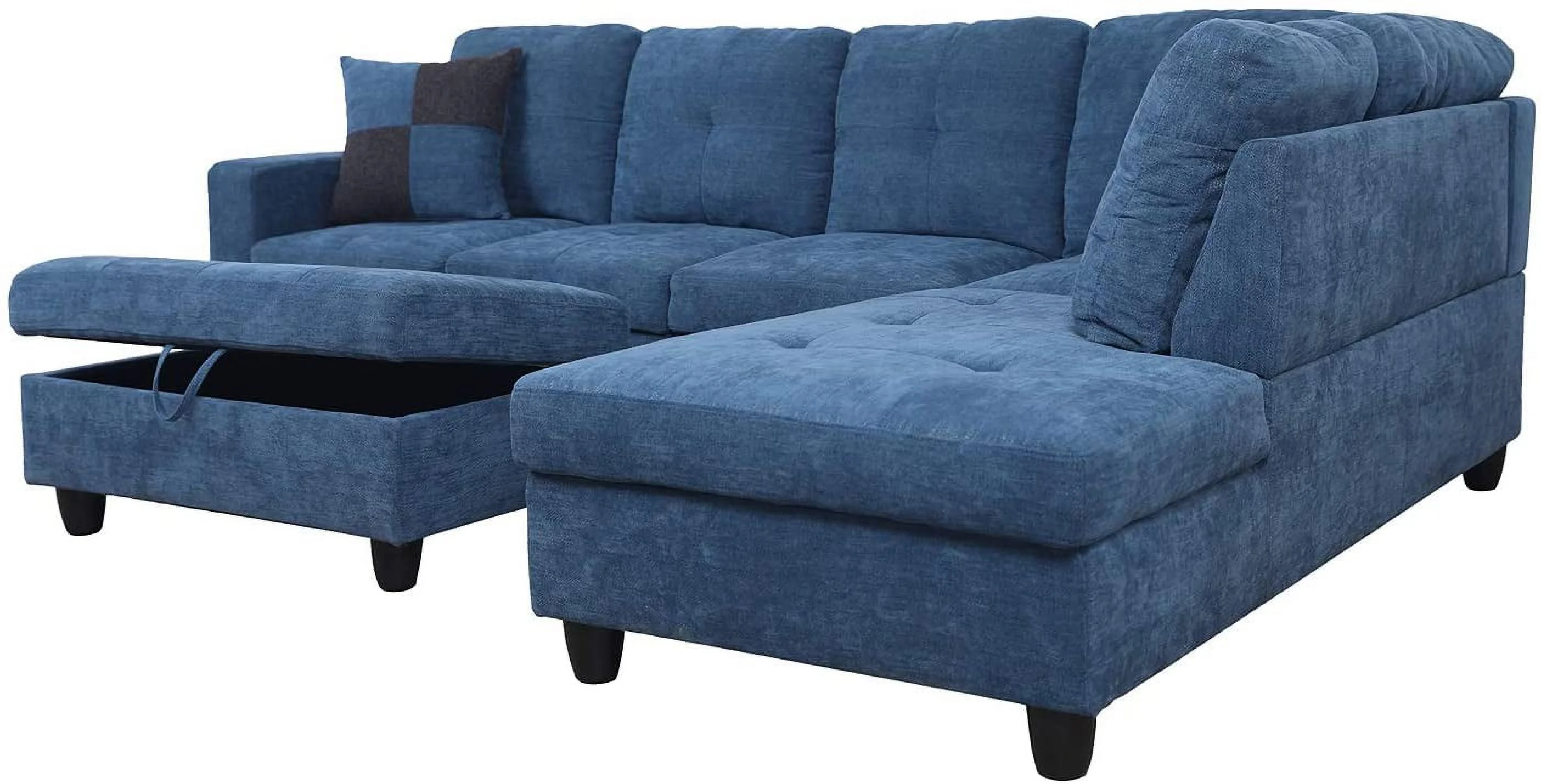 Ainehome Modern Sectional Sofa L-Shape Sectional Fabric Upholstered Couch with Chaise Ottoman Sectional Sleeper Sofa (Right Hand Facing, Lake Blue)