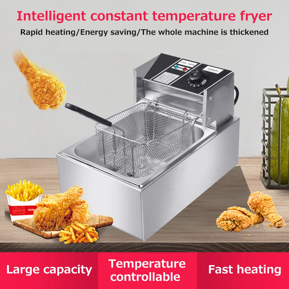 Dazzduo Electric Fryer 6L Large Capacity Stainless Steel Automatic Constant, High Power 2500W for Home Commercial Stalls