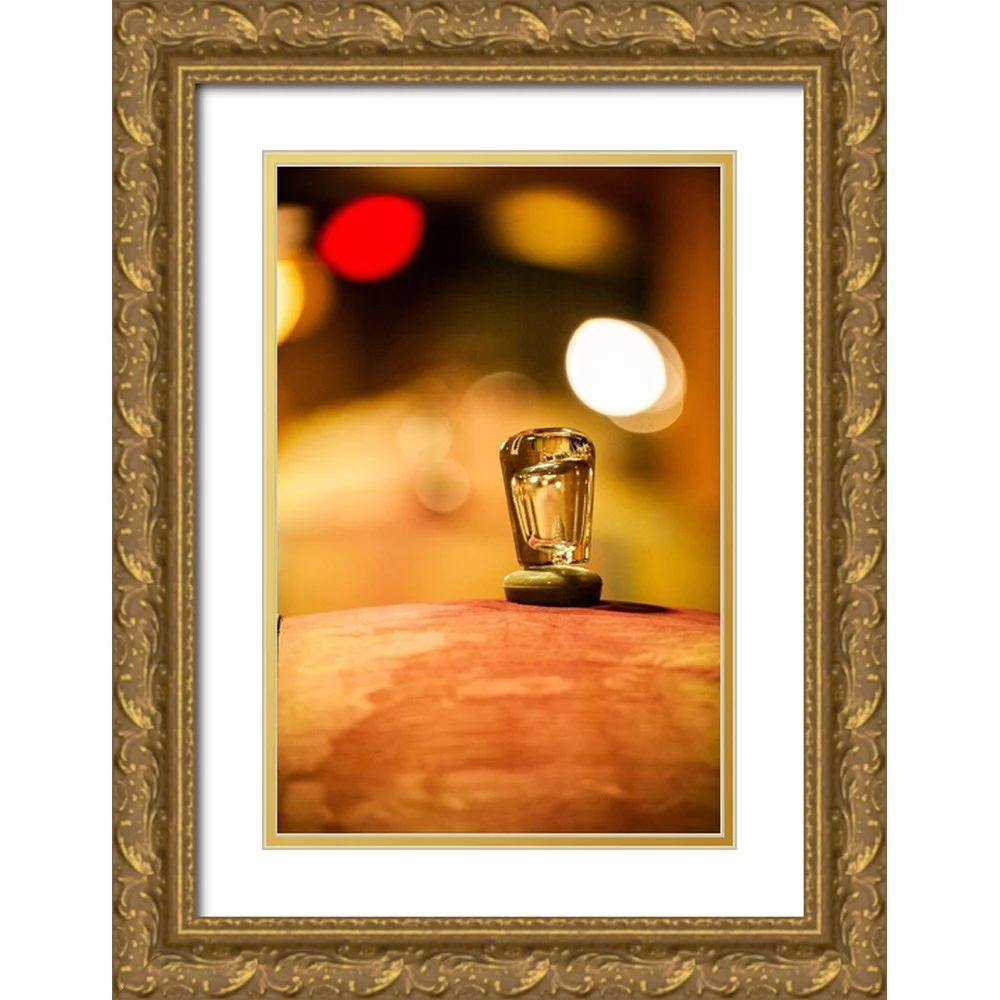 Duval, Richard 13x18 Gold Ornate Wood Framed with Double Matting Museum Art Print Titled - Washington State-Red Mountain Glass bung on a barrel in the Col Solare winery