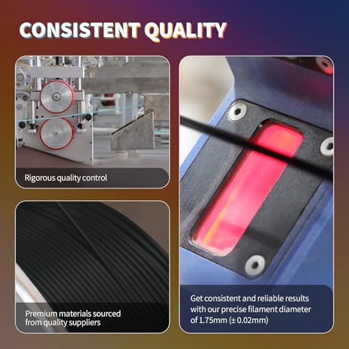 OVERTURE PLA Filament 1.75mm PLA 3D Printer Filament, 2kg Cardboard Spool (4.4lbs), Dimensional Accuracy +/- 0.02mm, Fit Most FDM Printer (Black 2-Pack)