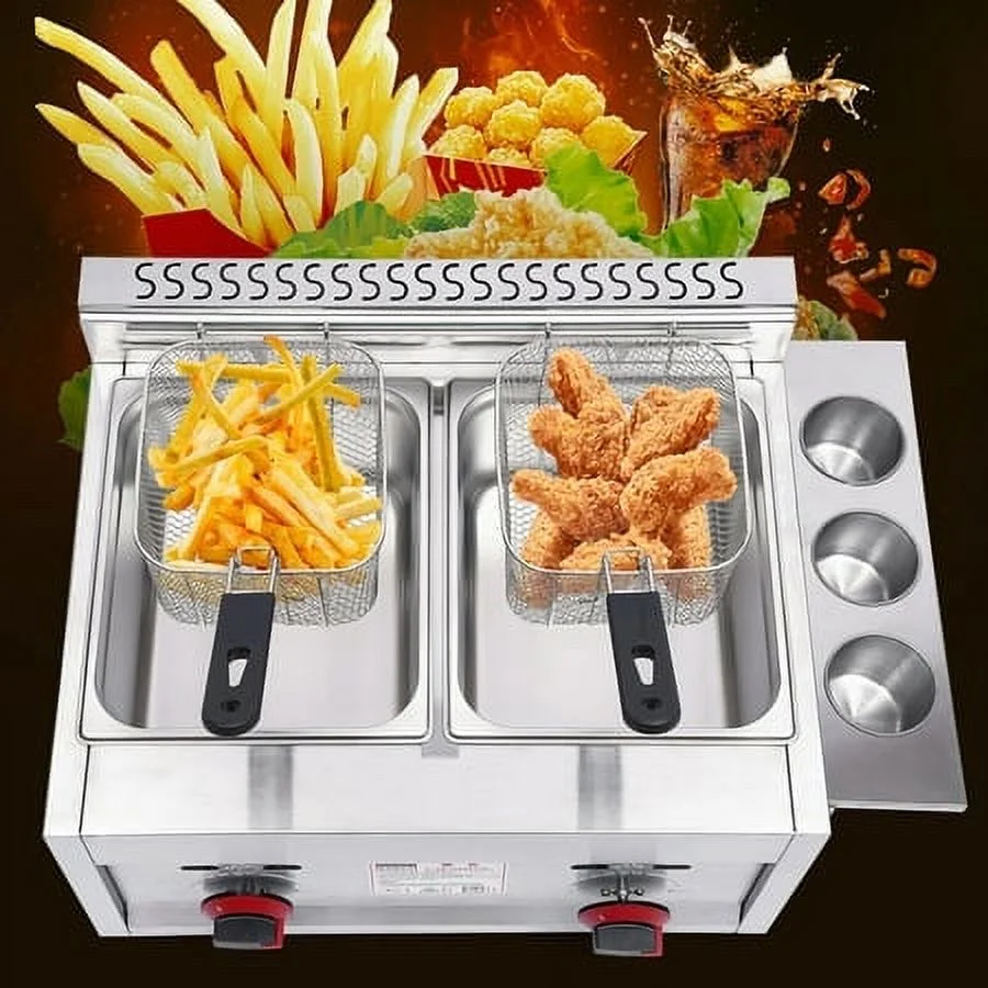 6L*2 Commercial Countertop Gas Deep Fryer Propane 2 Basket Stainless Newest Sale