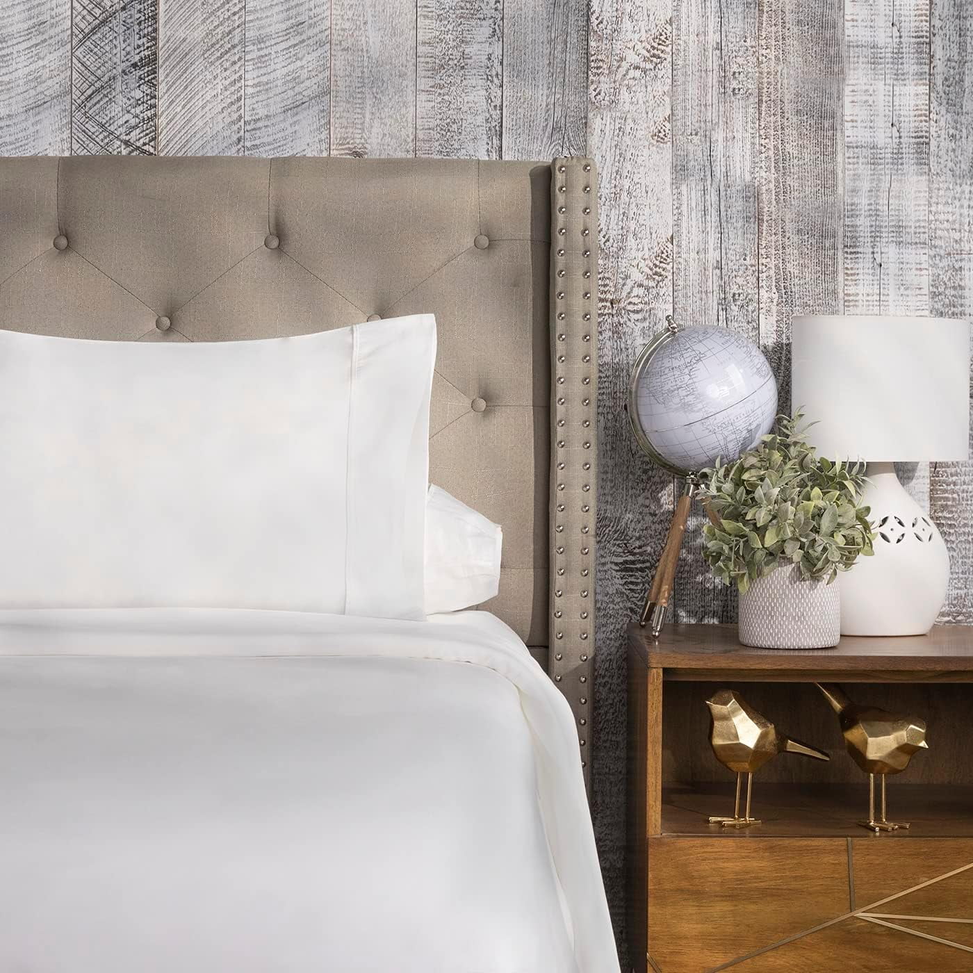 Sigature Sheet Collectio | 300 Thread Cout 100% Satee Weave Cotto | Odor Resistat, Breathable, Durable, Soft (White, Kig)