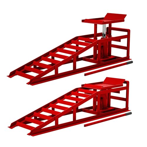 2 Pack Hydraulic Car Ramps 5T 10000lbs Low Profile Car Lift Service Ramps Truck Trailer Garage,Height Hydraulic Vehicle Ramps