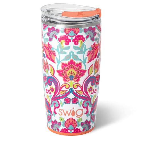 Swig Life 32oz Insulated Tumbler, Travel Coffee Tumbler with Lid, Cup Holder Friendly, Stainless Steel Travel Coffee Mug, Glitter Tumbler, Glitter Gifts (Confetti)