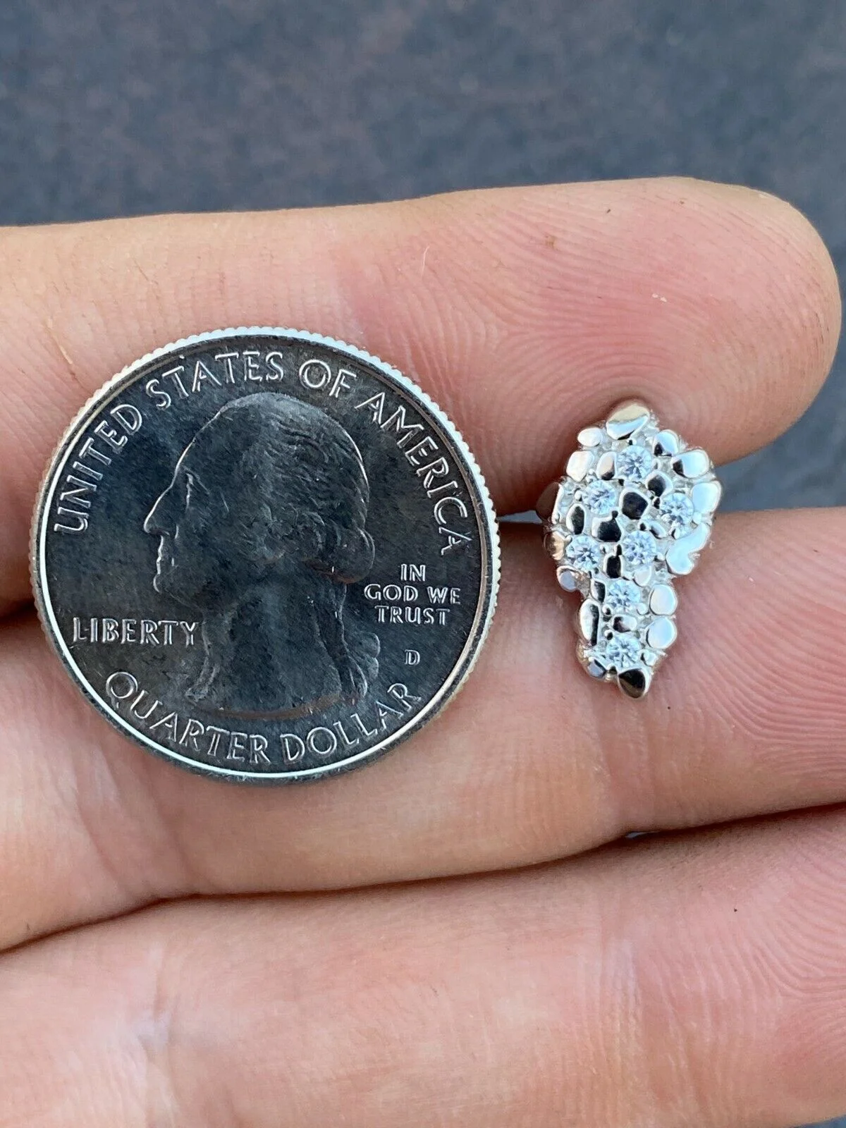 Mens HipHop Real Solid 925 Sterling Silver CZ Nugget Earrings Large Iced Studs