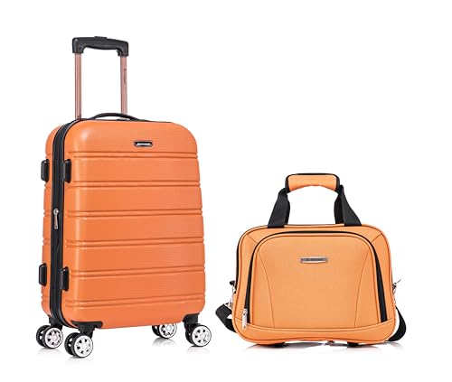 Rockland Melbourne Hardside Expandable Luggage with Spinner Wheels, 2TONENAVY, 2 Piece (20/28)