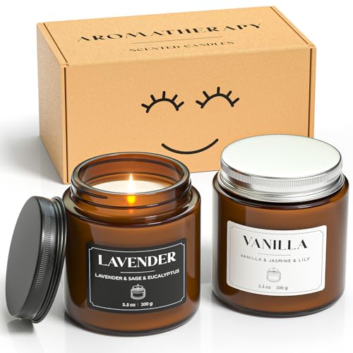 NORVENCE Christmas Candles, Scented Candles Gift Set for Stress Relief, Stress Relief Candle Gifts for Women and Men, Christmas Candle Gifts for Women (Red & Green, 7 oz)