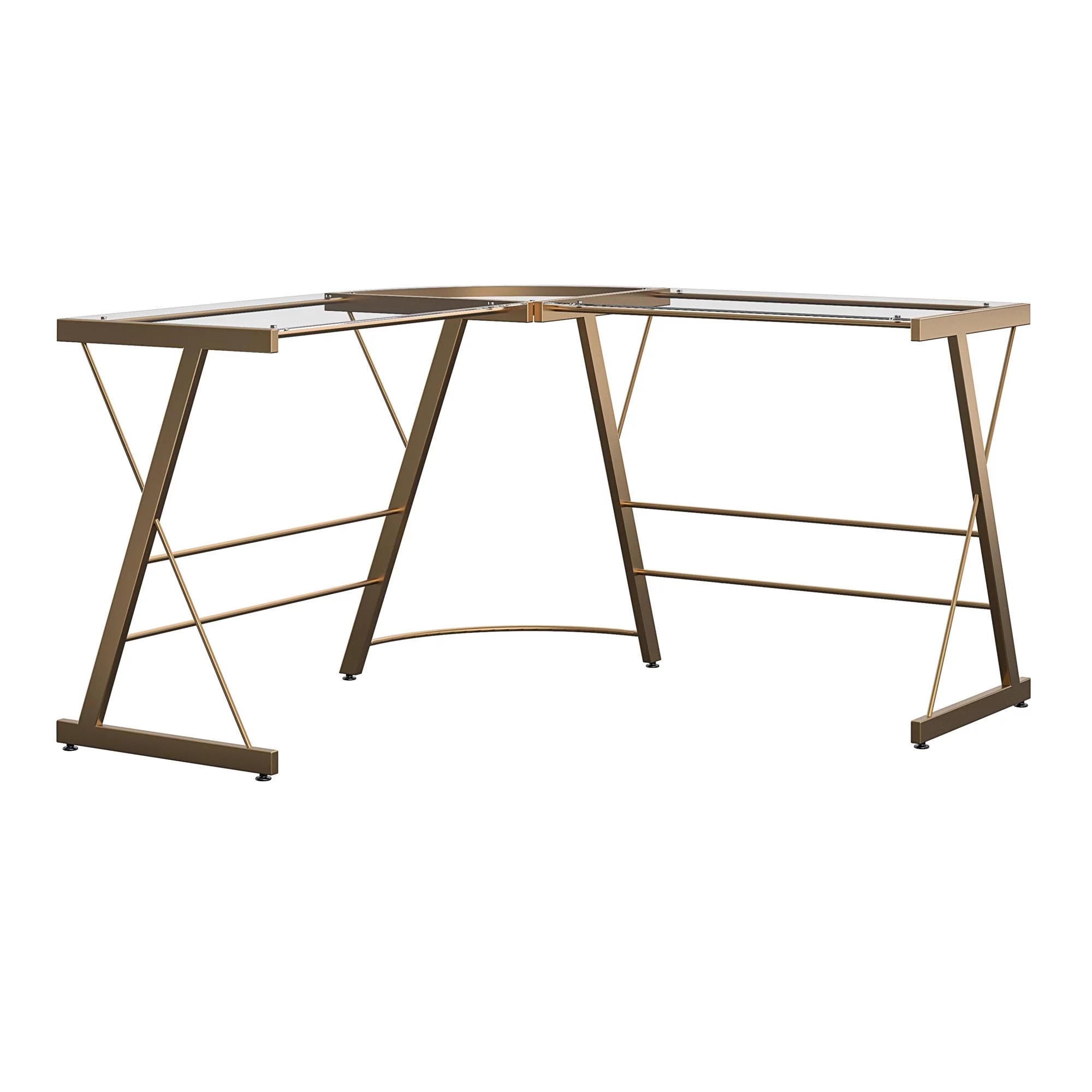 Ameriwood Home Odin Glass L-Shaped Computer Desk in Gold
