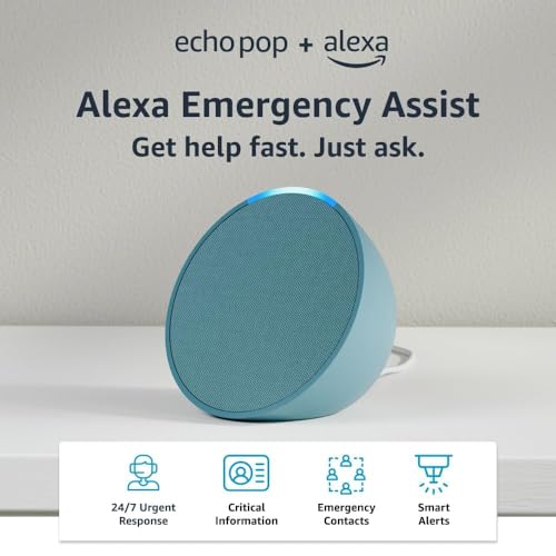 Amazon Echo Pop (newest model), Our smallest Alexa speaker, Fits in any room, Midnight Teal