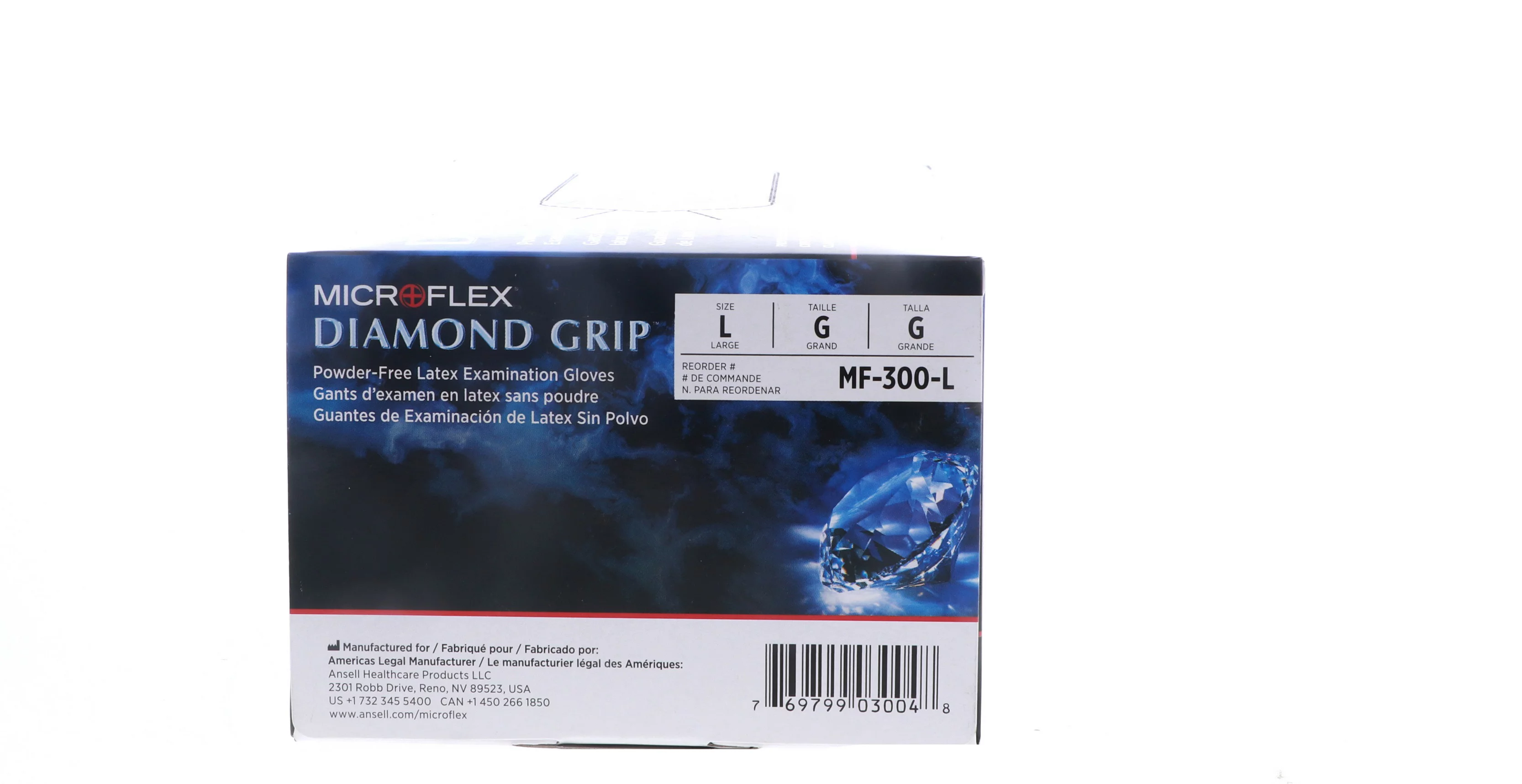 Microflex Diamond Grip Powder-Free Latex Examination Glove, Large, White (100pcs)