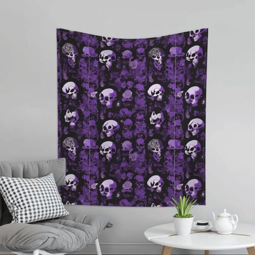 Ouyniei Purple Black Goth Spooky Printed Tapestry 60x51in Interior Wall Hanging Decorative Curtain