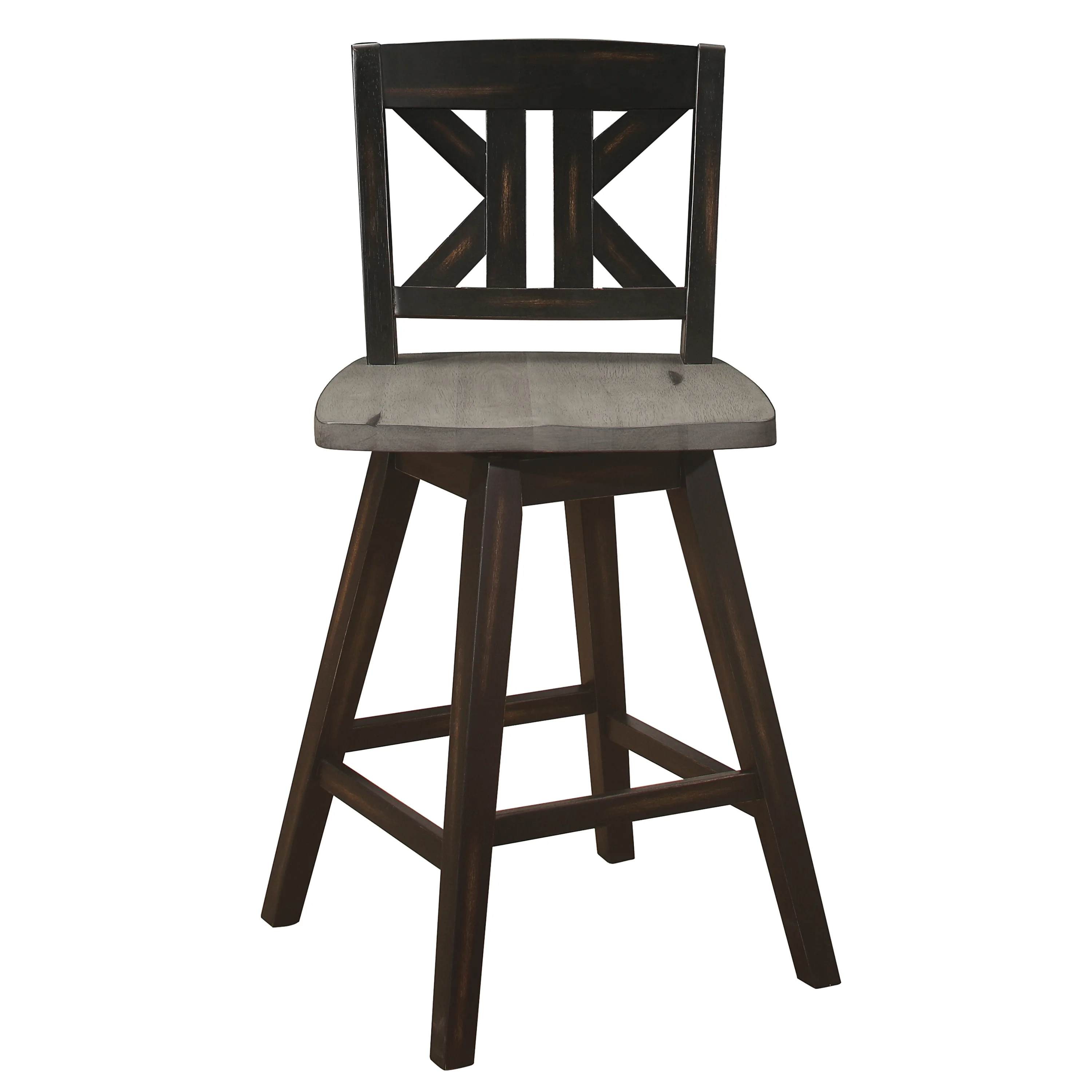 Lexiconhome Amsonia Wood 23.5-in KK-Back Swivel Counter Stool, Black Sand-Through