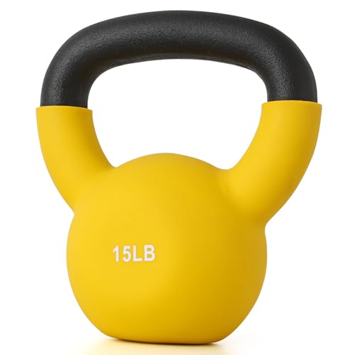 10/15/20LB Kettlebell Weights, Neoprene Coated Solid Cast Iron Kettlebell, Strength Training Kettlebells for Full Body Workout, Cross-Training, Weight Loss and Strength Training