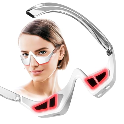 Under-Eye Red Light Therapy Device, Red Light Therapy Glasses Microcurrent Eye Massager Red Light Eye Mask for Eye Bags Dark Circles Puffiness Wrinkles Fine Lines