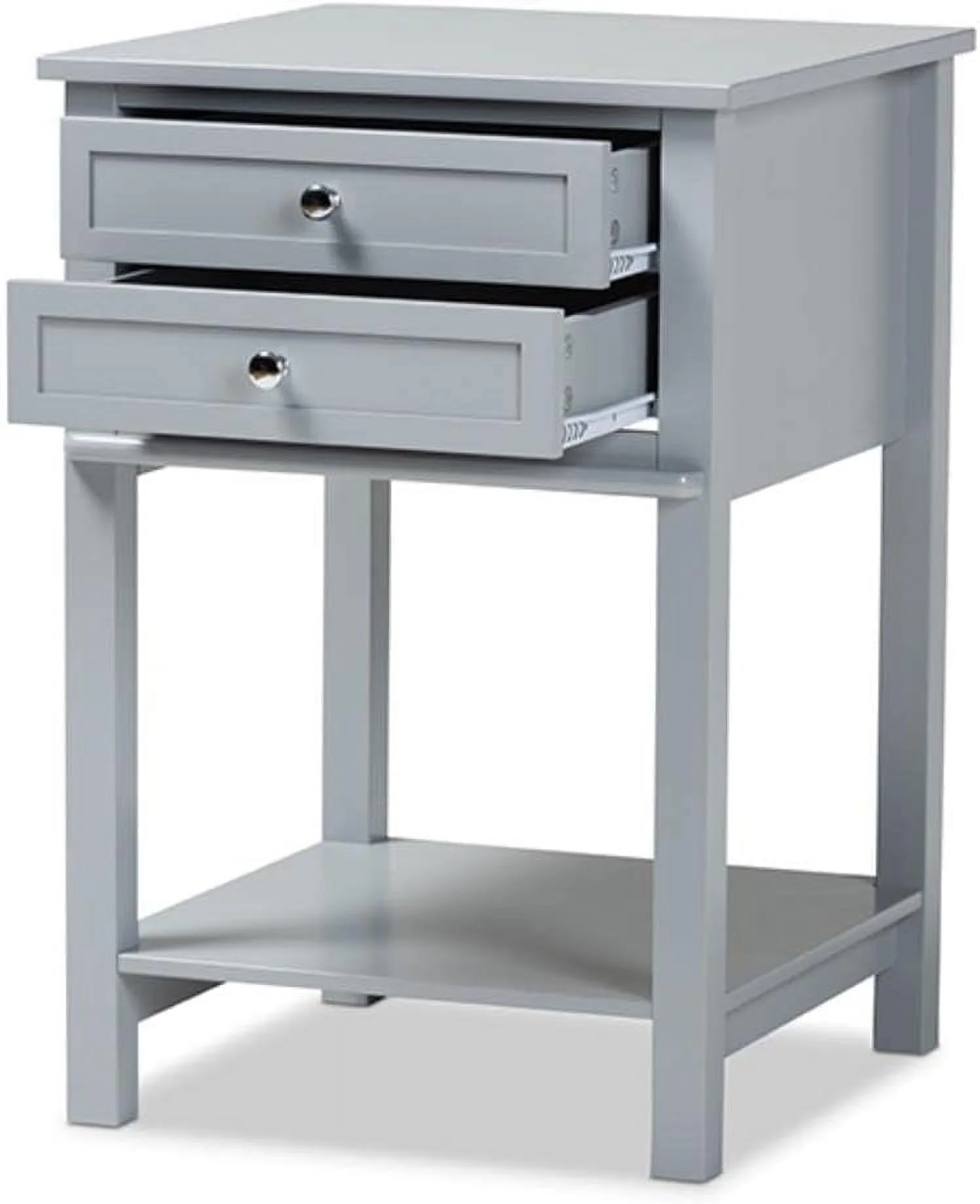 Willow Light Grey Finished 2-Drawer Wood End Table