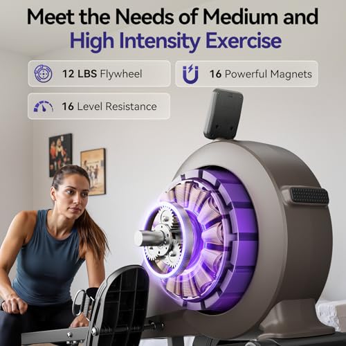 Niceday Magnetic Rowing Machine, Quiet Rowing Machines for Home with 350lb Weight Capacity, 16 Levels Adjustable Resistance, Foldable Rower with Tablet Holder, Bluetooth&App Compatible