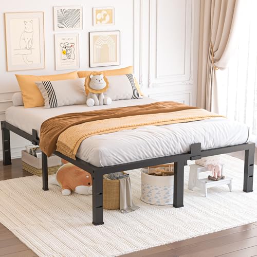 14 Inch Full Size Bed Frame, Heavy Duty Support 3500 lbs Metal Platform, No Box Spring Needed/Noise Free/Non-Slip/Steel Slat Support/Easy Assembly