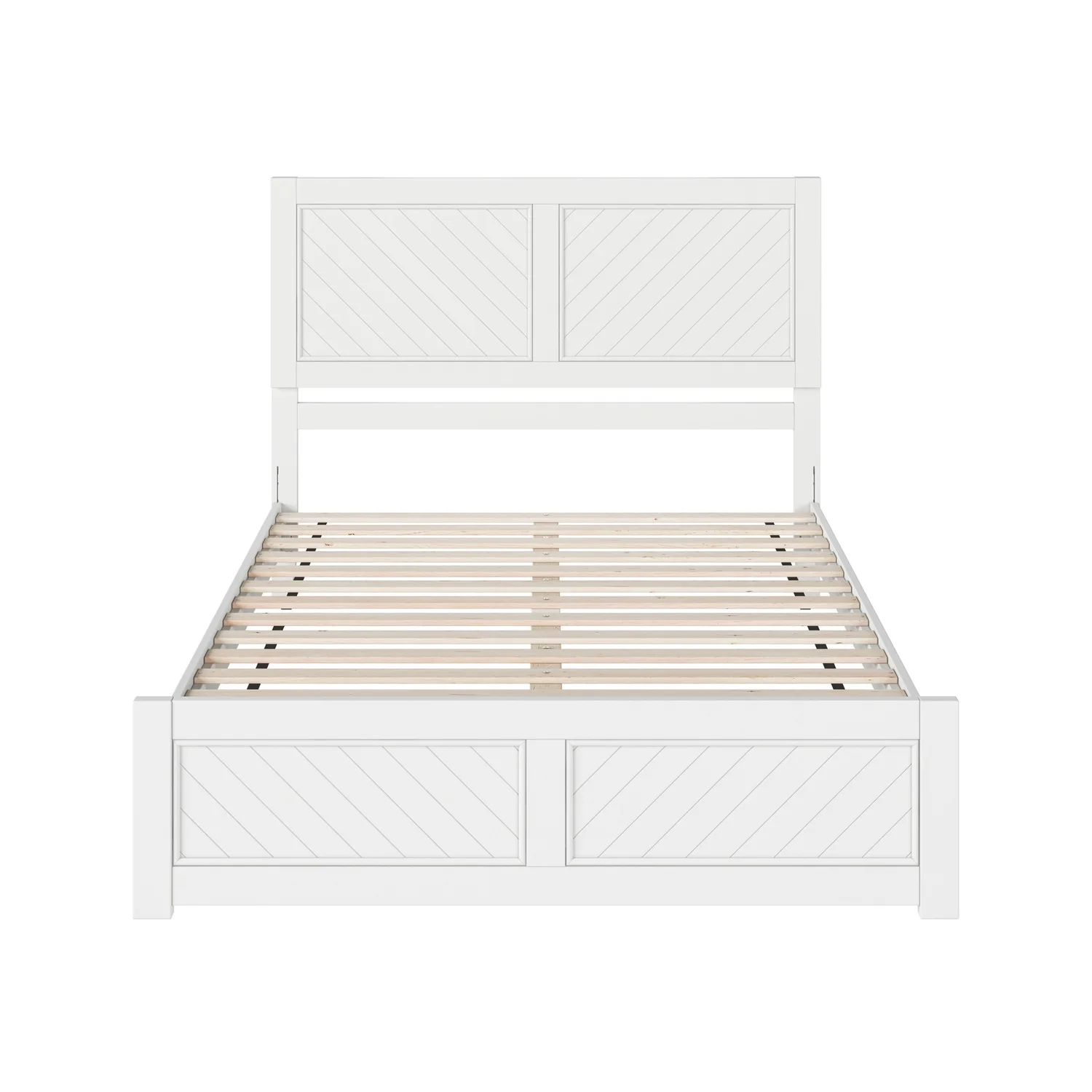 AFI Berkshire Queen Solid Wood Low Profile Platform Bed with Matching Footboard, White