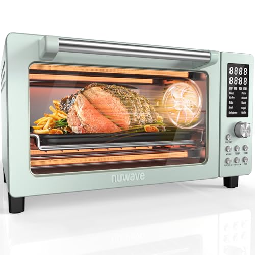Nuwave Bravo Pro Smart 21QT Toaster Oven Air Fryer Combo, Convection Oven Countertop, 10 functions all in 1, with even & quick crisp technology, 50-450°F, 1800W, Stainless Steel