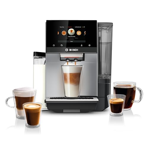 Bosch 800 Series Fully Automatic Espresso Machine – 36 Drinks with Coffee World, Cold Brew, Double Cup, Integrated Milk Container, Smart Features, in Silver TQU60307